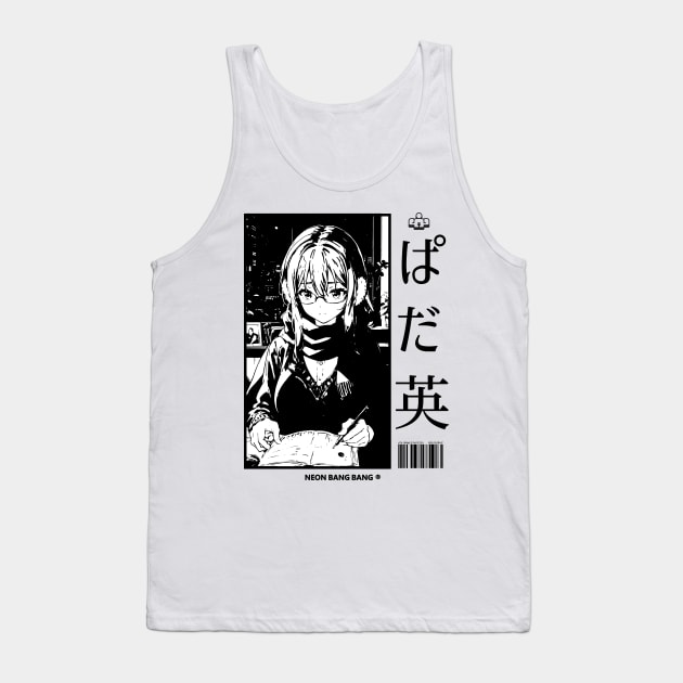 Lofi Study Manga Anime Girl Aesthetic Japan #3 Tank Top by Neon Bang Bang